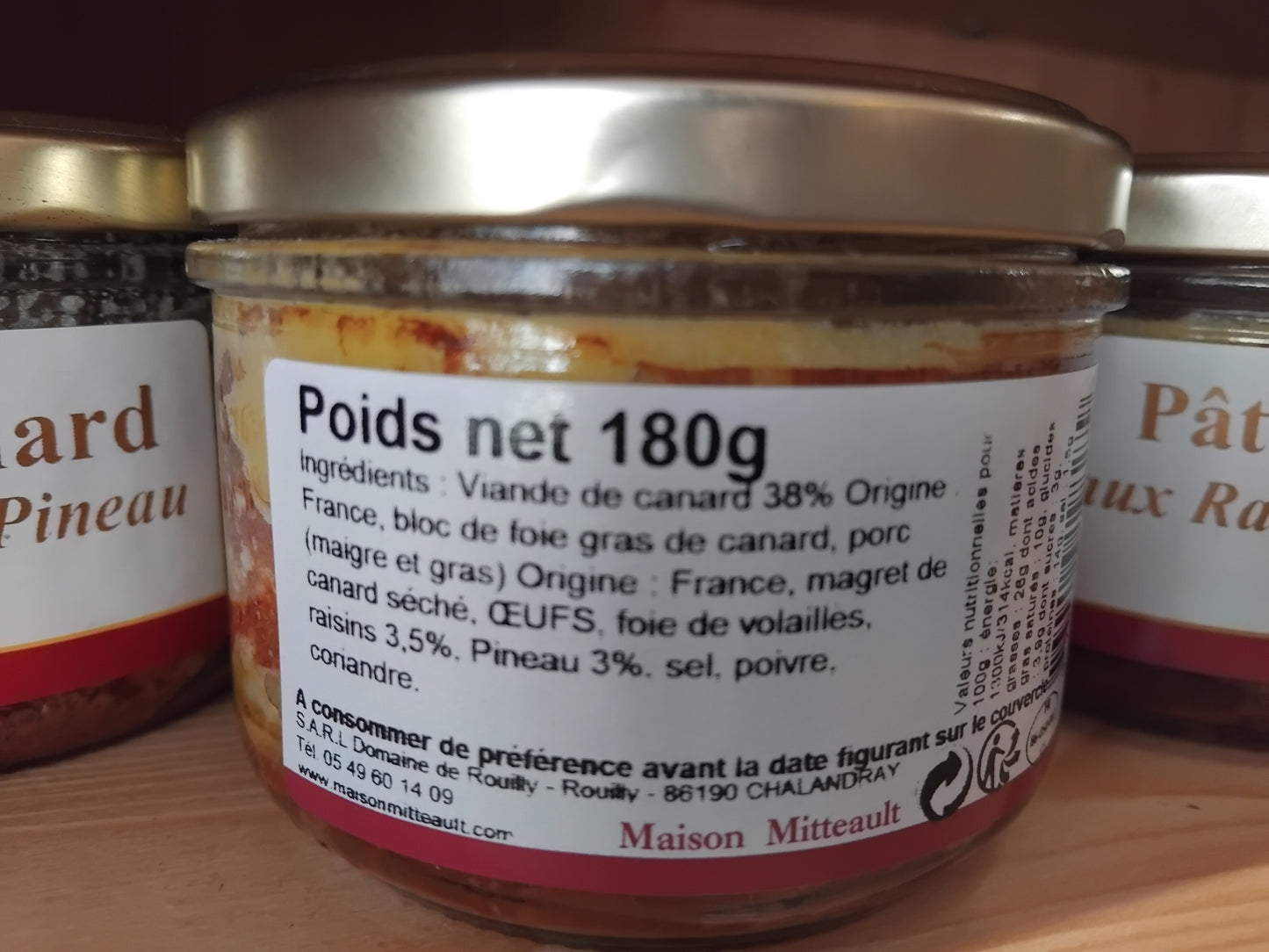 PATE DE CANARD AUX RAISINS PINEAU 180g