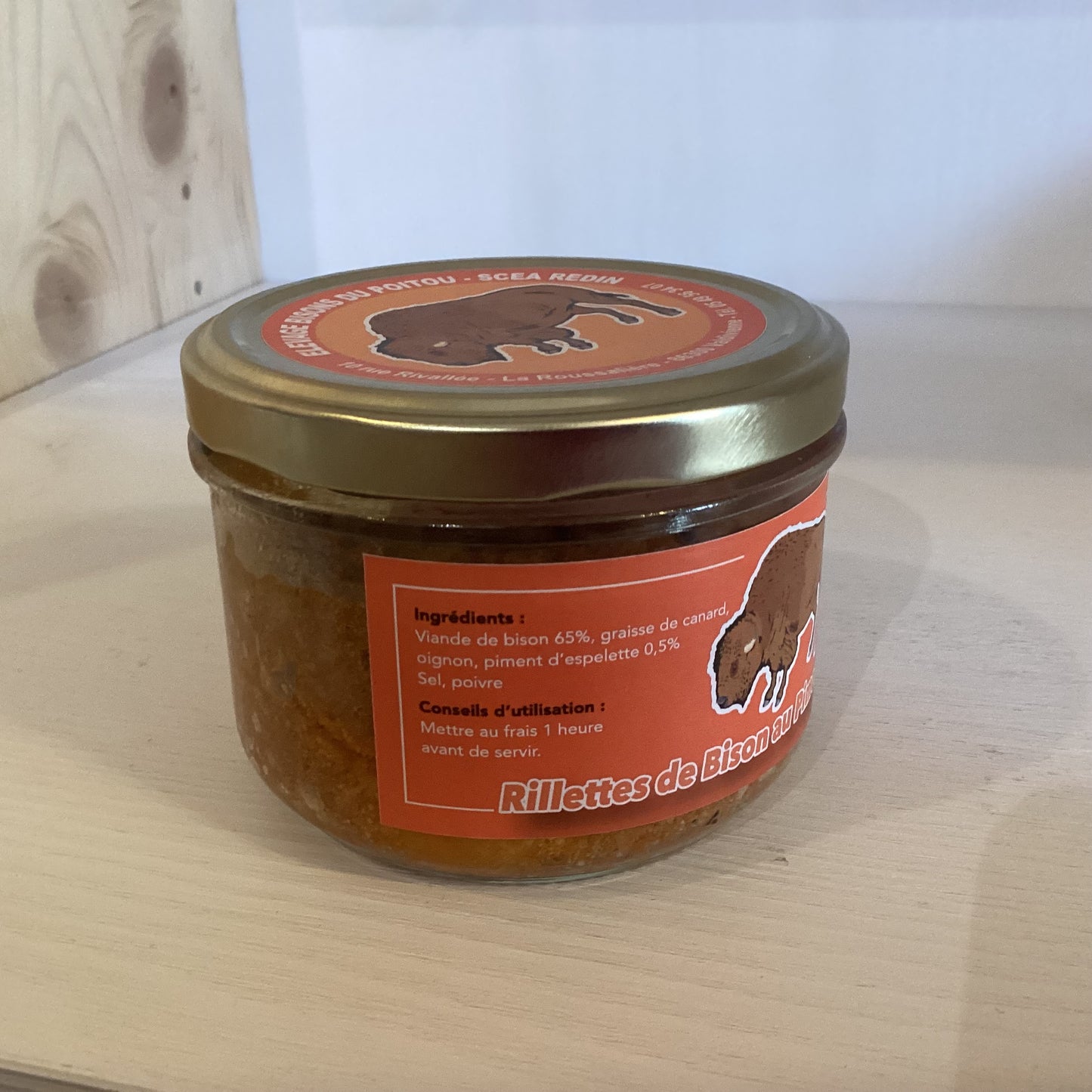 RILLETTES DE BISON AU PIMENT D'ESPELETTE 180g