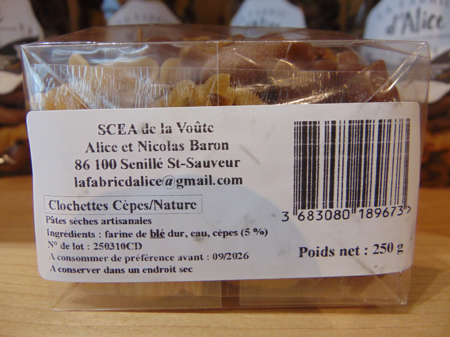 PATES CLOCHETTES CEPES NATURE 250g