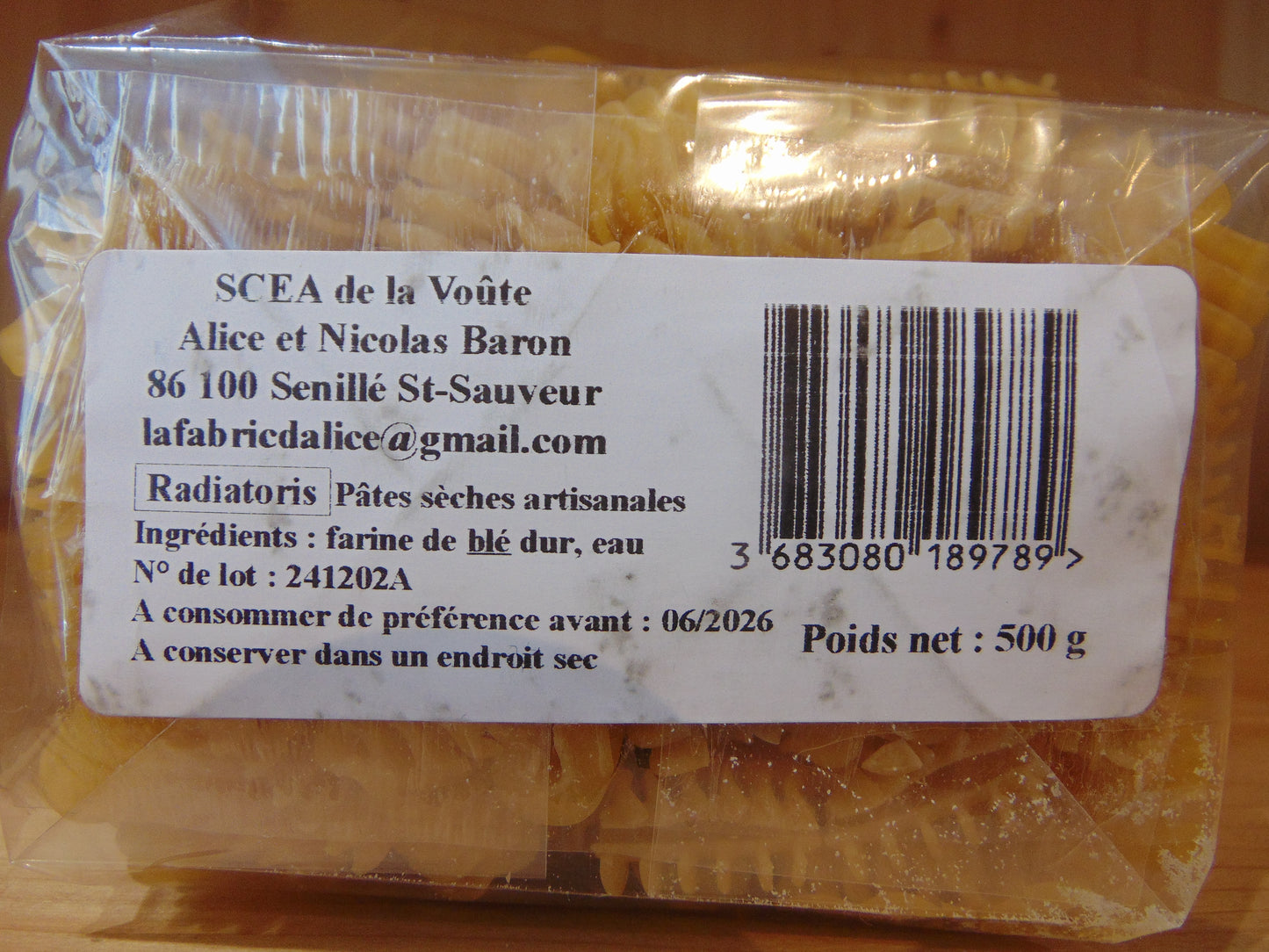 PATES RADIATORIS NATURE 500g