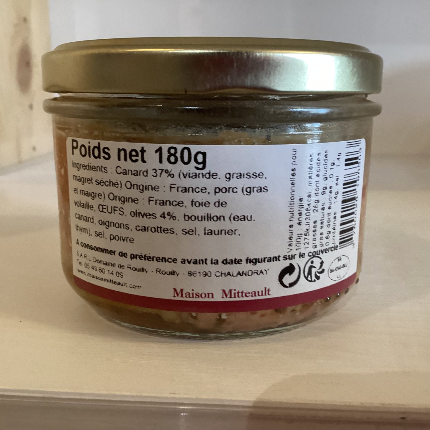 PATE DE CANARD AUX OLIVES 180g
