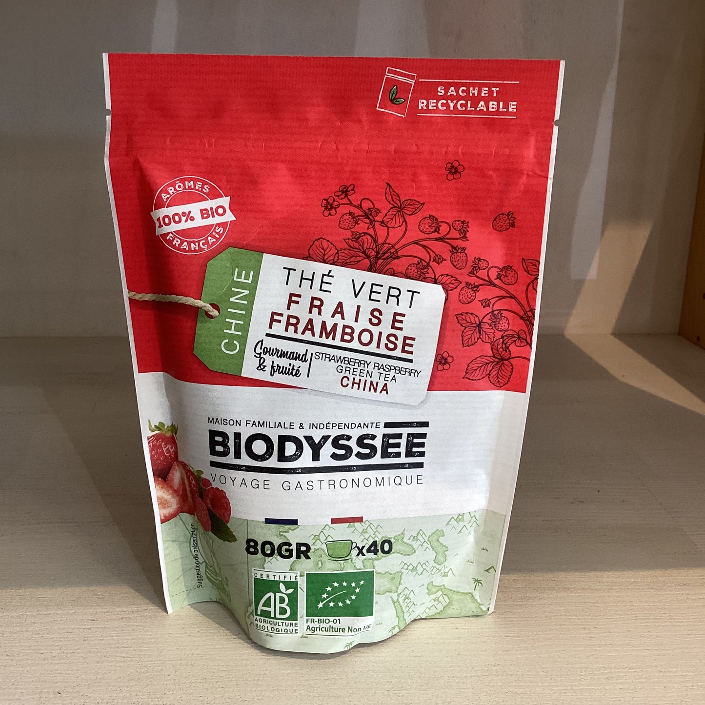 THÉ VERT FRAISES FRAMBOISES 80g
